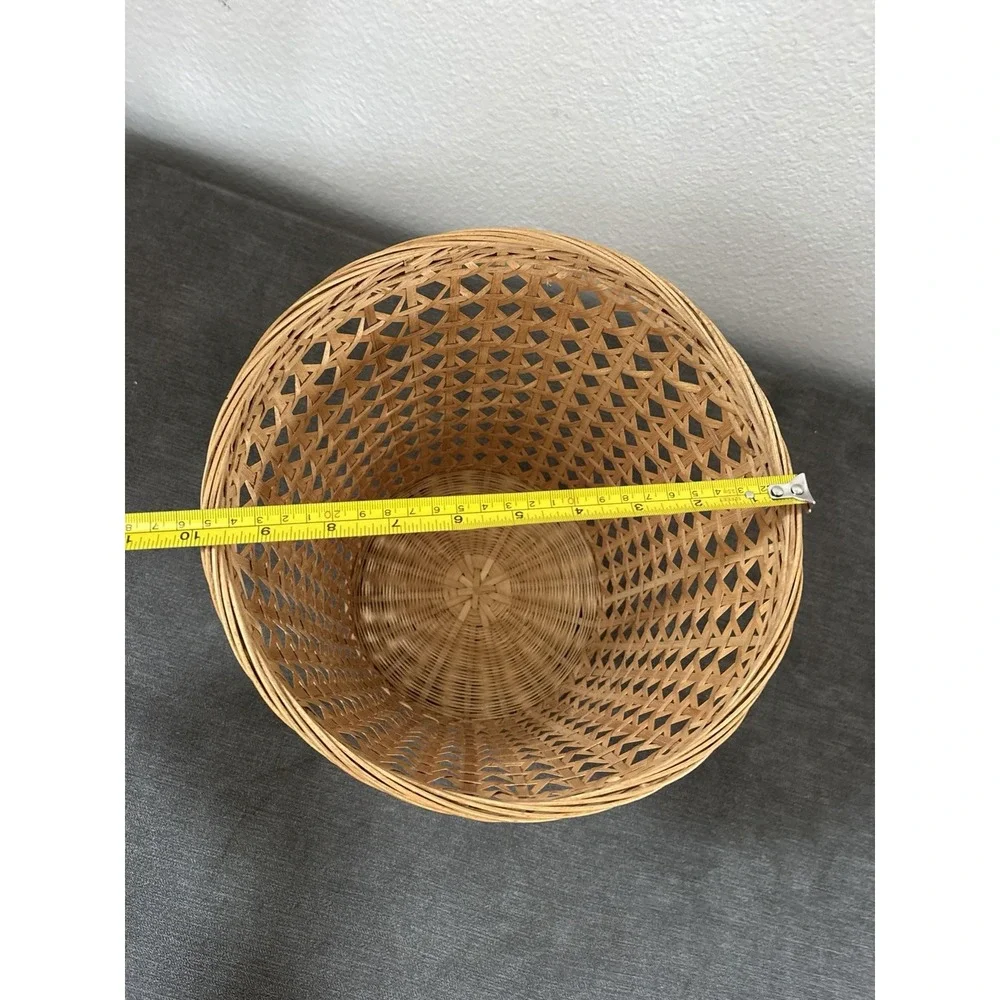 Vintage Wicker Waste Basket Trash Can Natural Brown Republic Of China